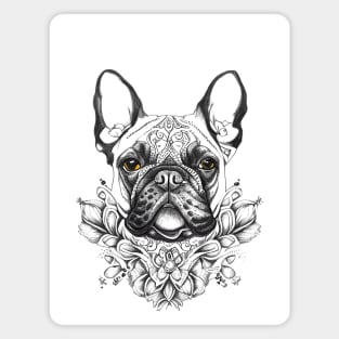 English Bulldog Pet Animal Nature Illustration Art Tattoo Magnet